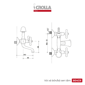 Vòi xả bồn/bộ sen tắm I Crolla Liberty 804CR