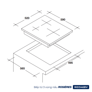 Bếp từ 3 vùng nấu Rosières RID346BV