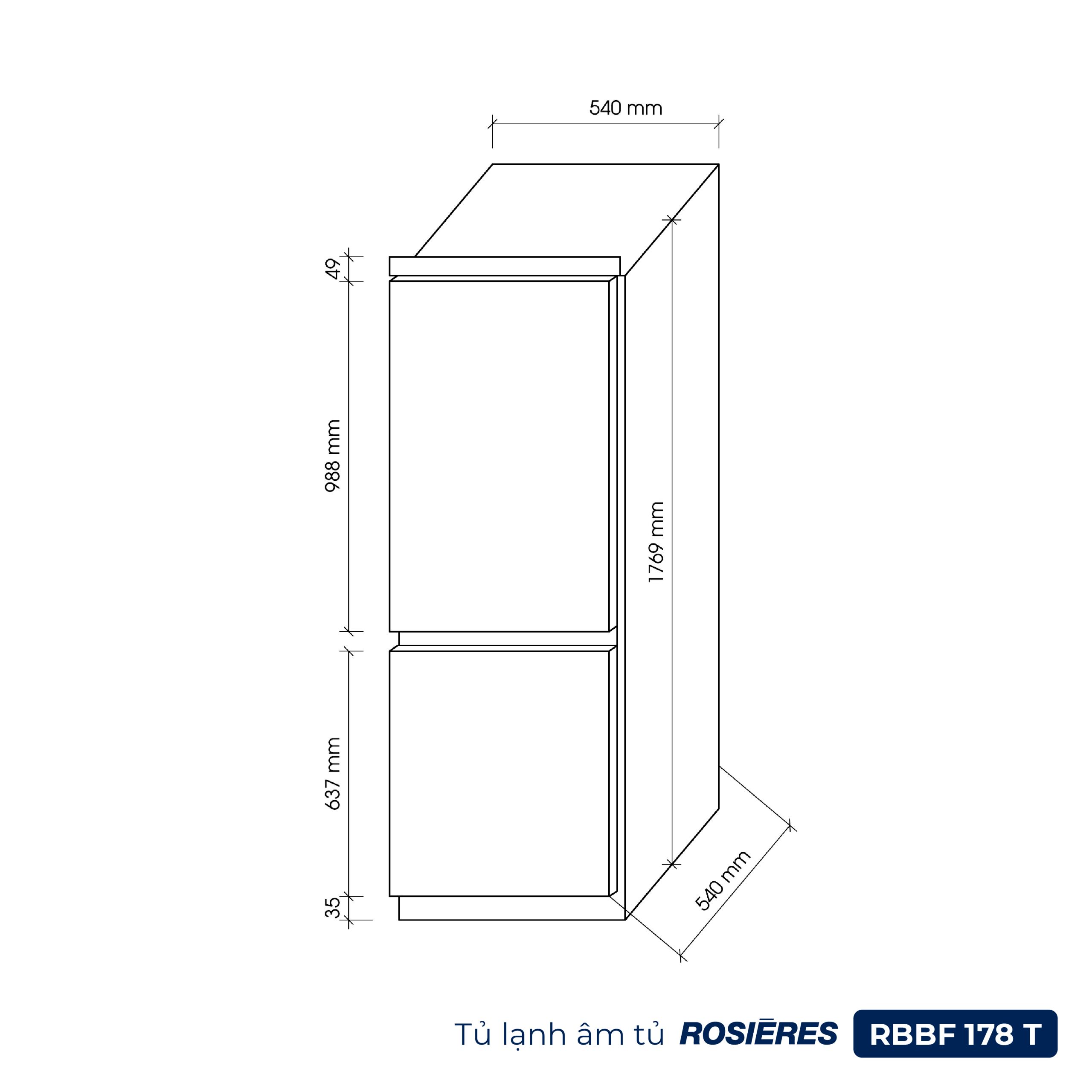 Tủ lạnh âm tủ Rosières RBBF178T