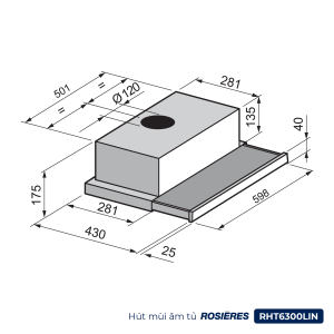 Hút mùi âm tủ 60 cm Rosières RHT6300LIN