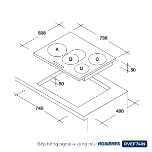 Bếp hồng ngoại 4 vùng nấu Rosières RVEF74IN