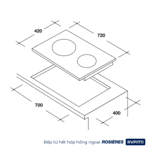 Bếp kết hợp 1 từ 1 hồng ngoại Rosières RVPI711